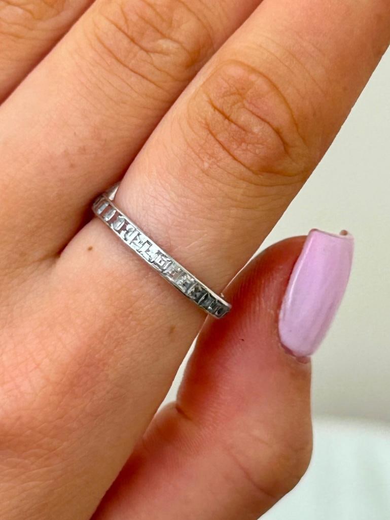 Wonderful White Sapphire Full Eternity Band Ring in White Gold - 2