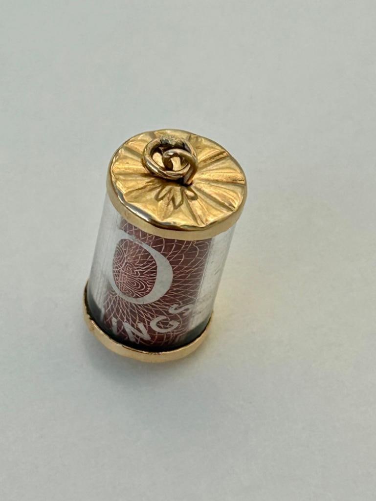 Antique Gold 10 Shilling Large Emergency Charm Pendant - 4