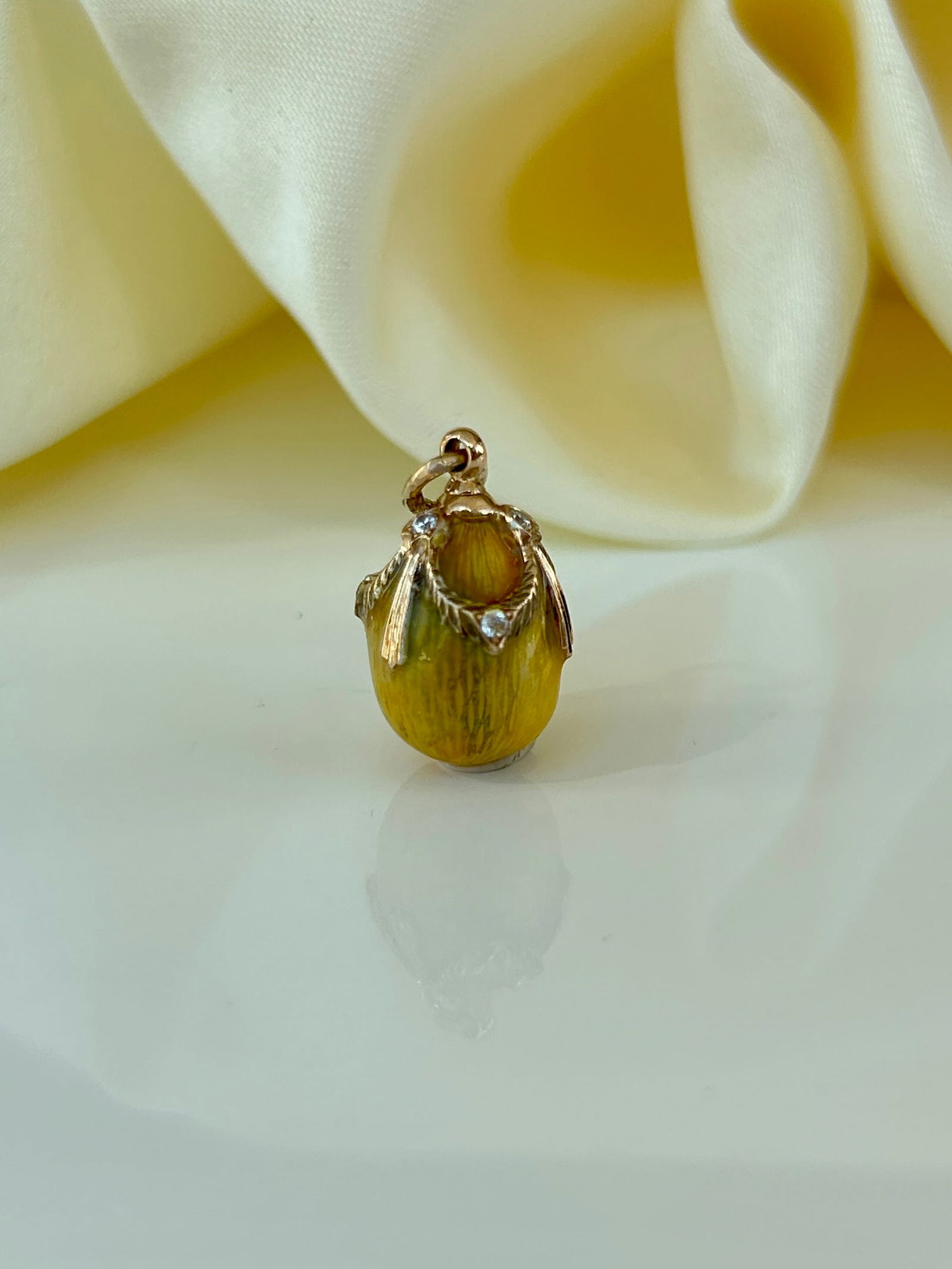 14kt Gold Yellow Enamel Russian Egg Charm/Pendant - 2