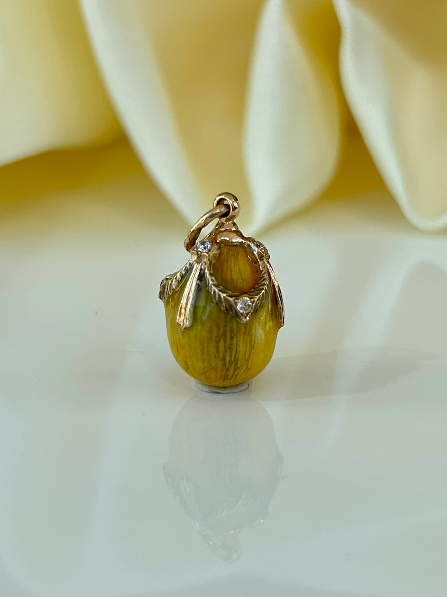 14kt Gold Yellow Enamel Russian Egg Charm/Pendant - 3