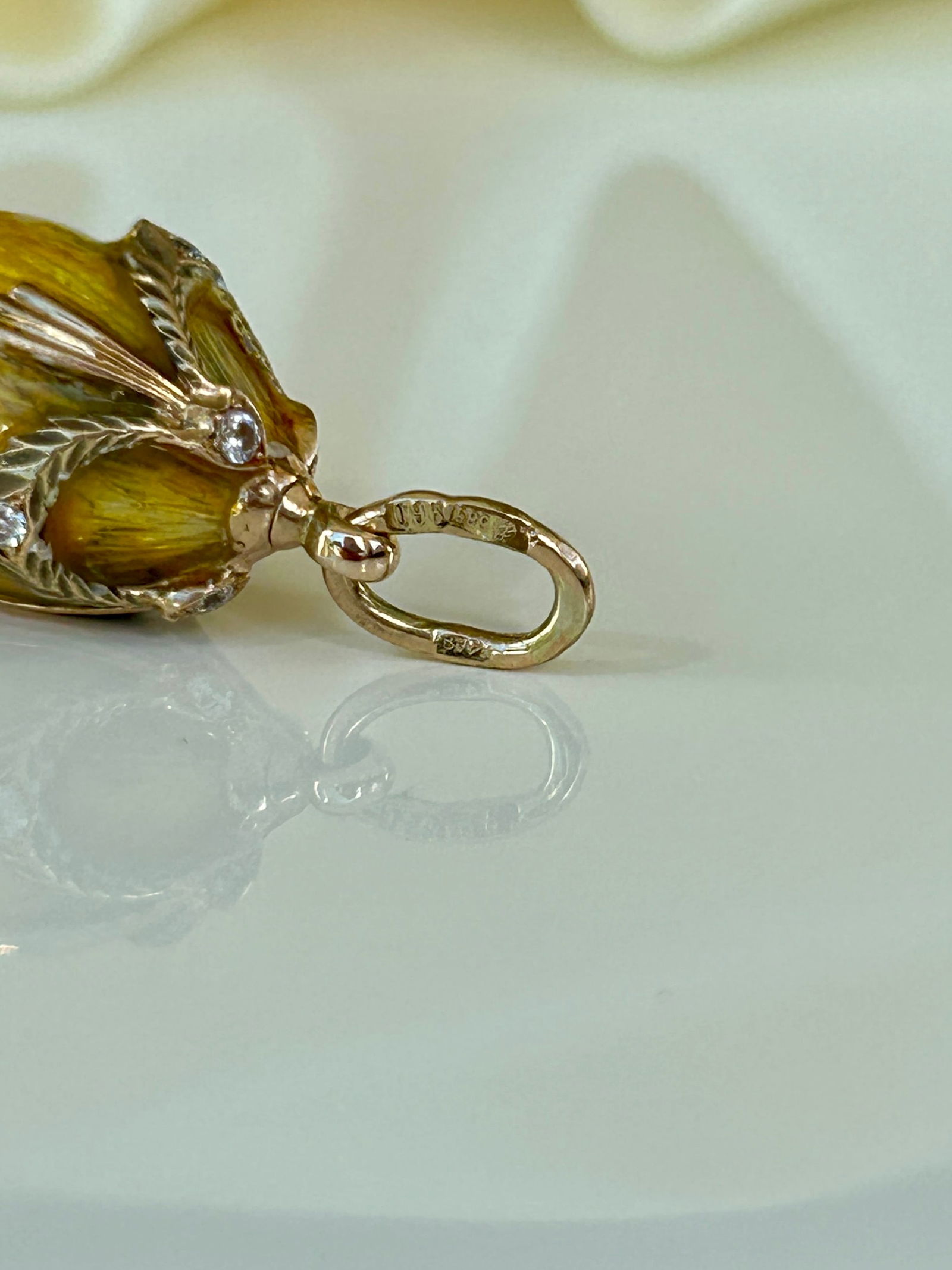 14kt Gold Yellow Enamel Russian Egg Charm/Pendant - 7