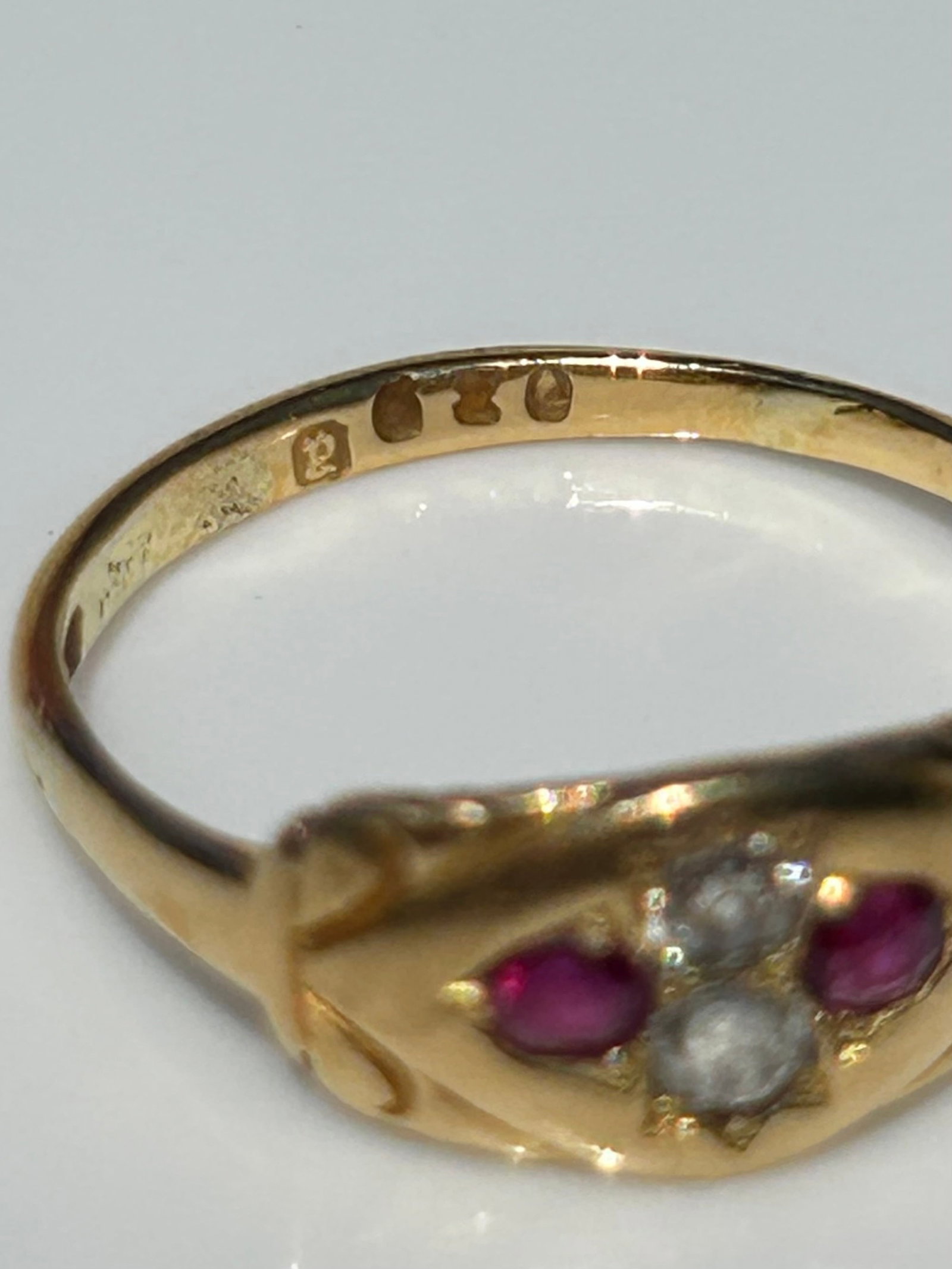 Heavy 9ct Yellow Gold Ruby And Diamond Unusual Design Ring - 5