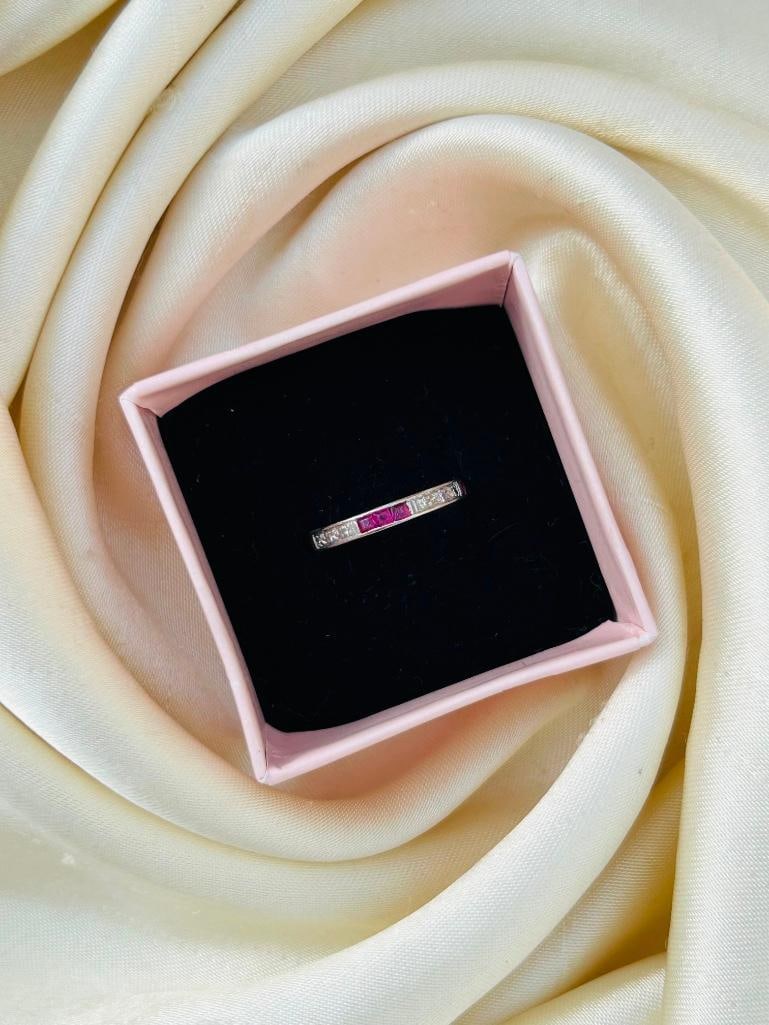 18ct White Gold Ruby and Diamond Full Eternity Band Ring - 5