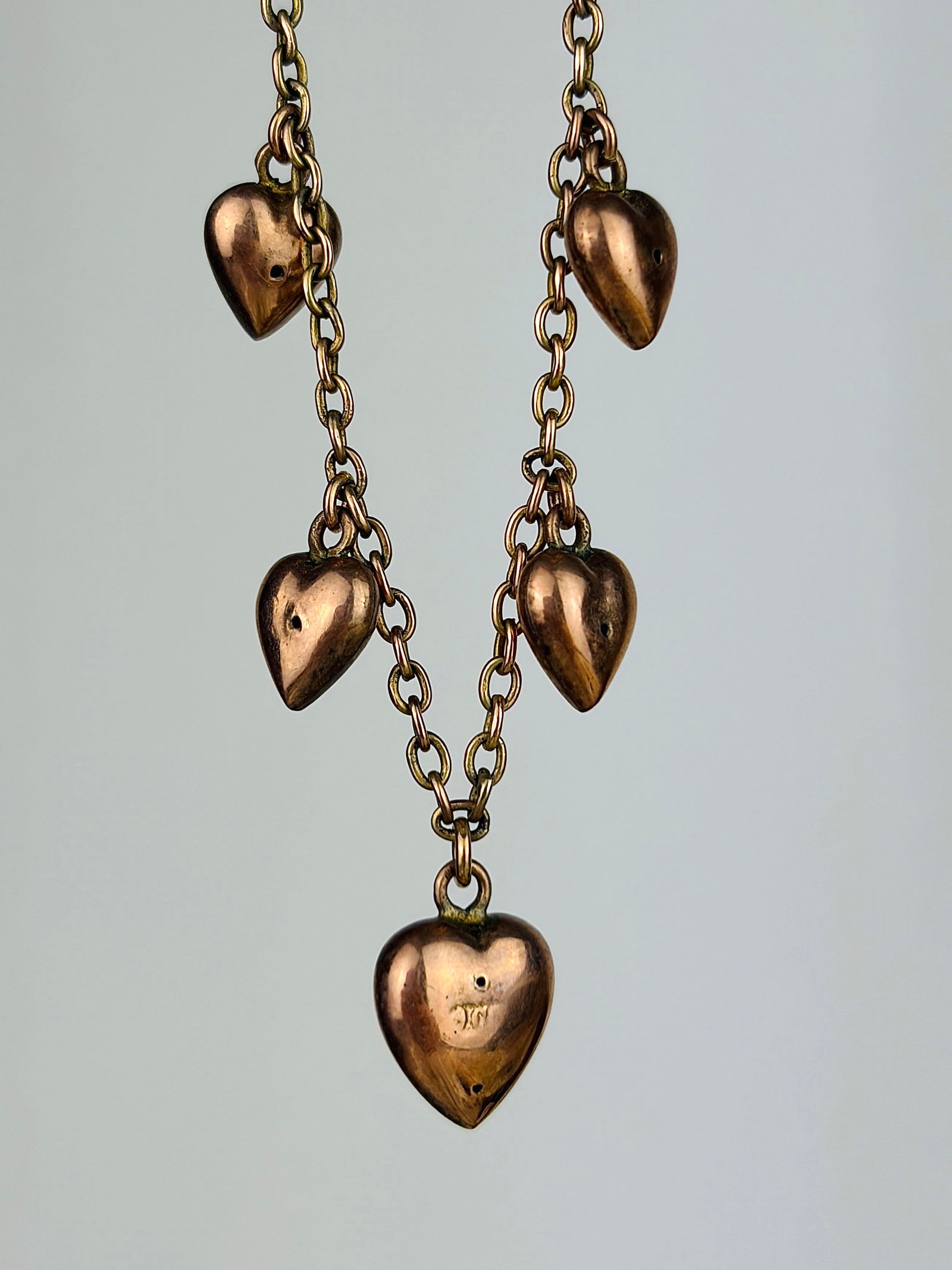 Vintage 9ct Yellow Gold Etched Heart Necklace - 3