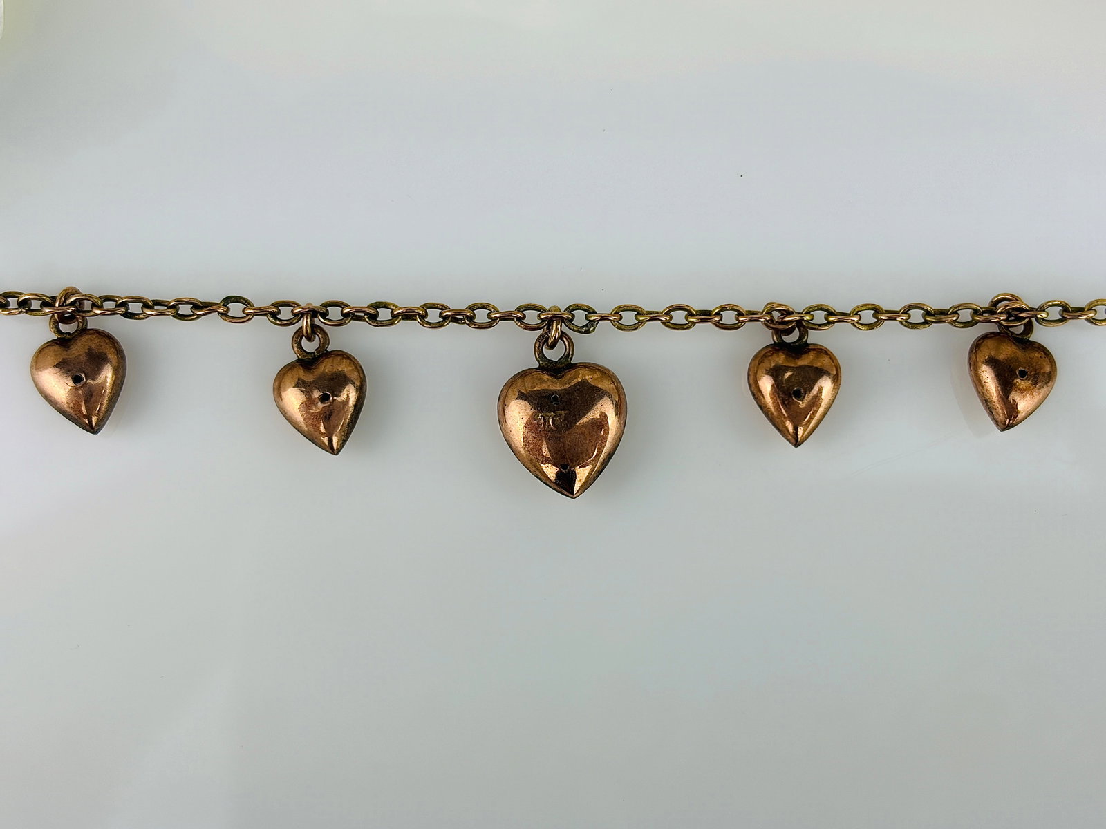 Vintage 9ct Yellow Gold Etched Heart Necklace - 5