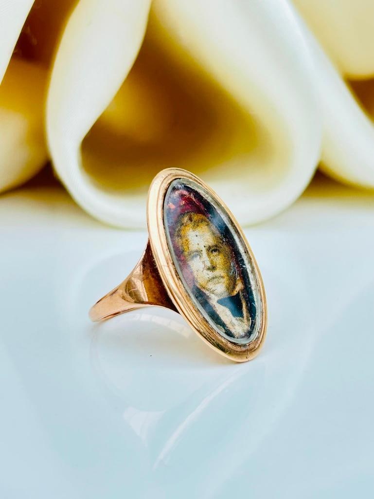 antique “sir walter scott” 1771-1835” gold ring - 3