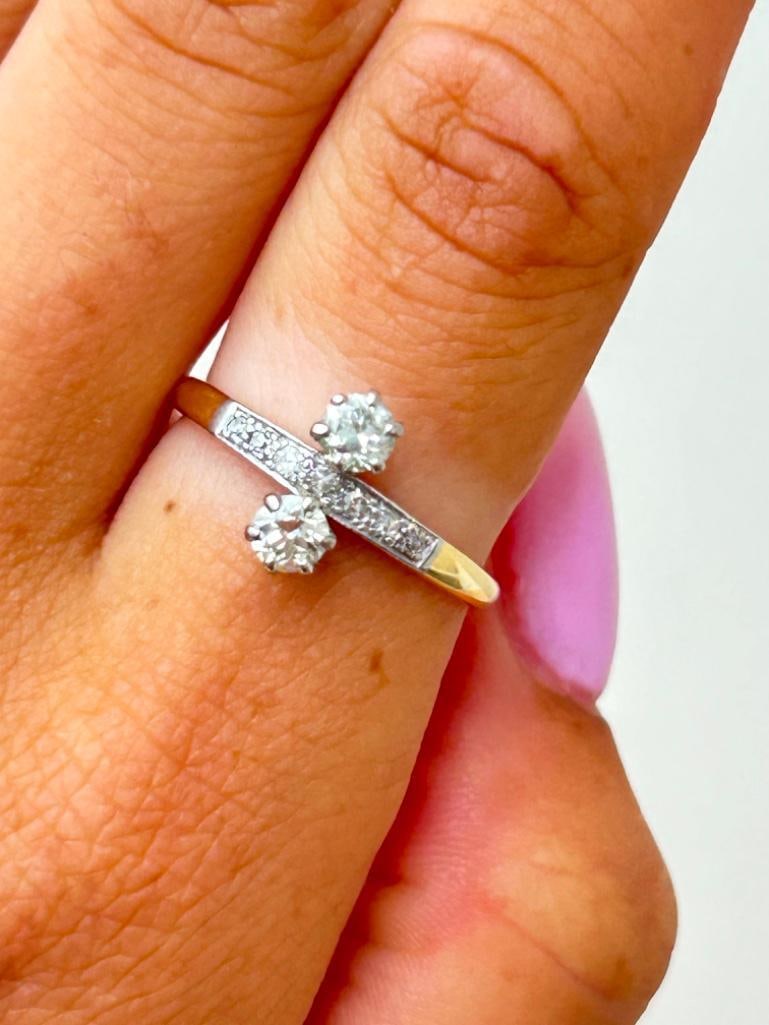 Antique Moi et Toi Diamond Ring in 18ct White and Yellow Gold - 2