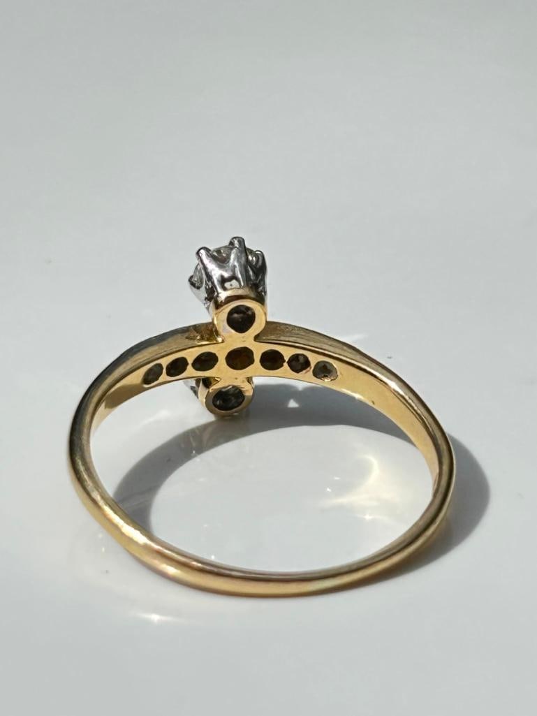 Antique Moi et Toi Diamond Ring in 18ct White and Yellow Gold - 7