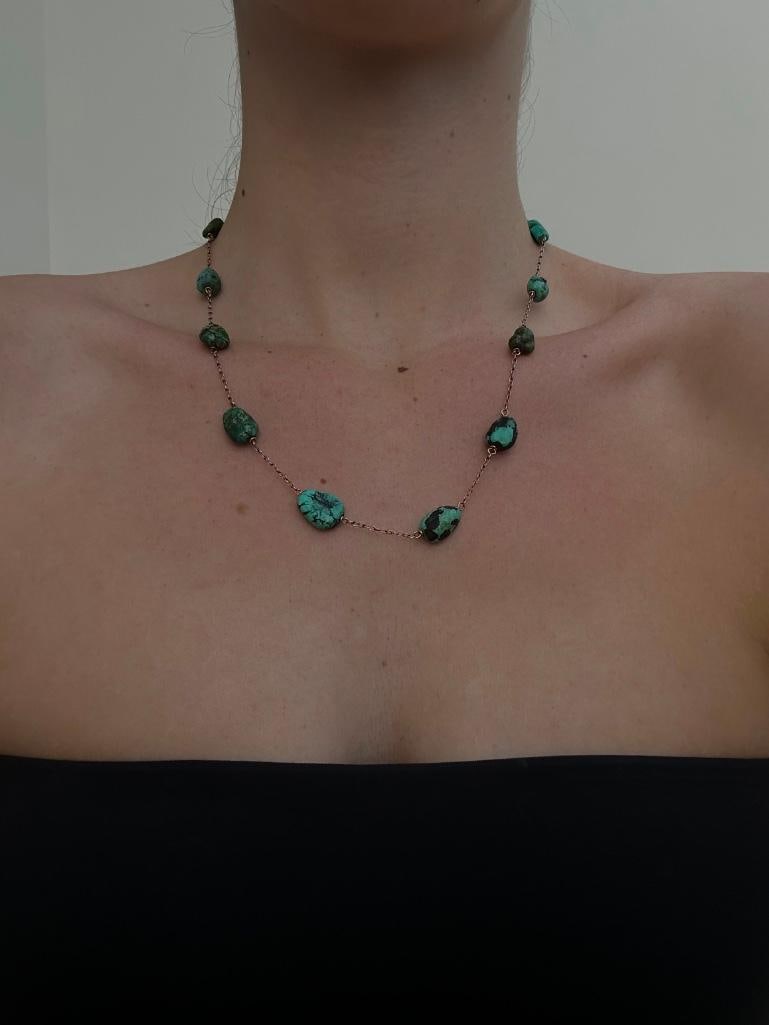 Vintage 9ct Gold Turquoise Necklace - 2