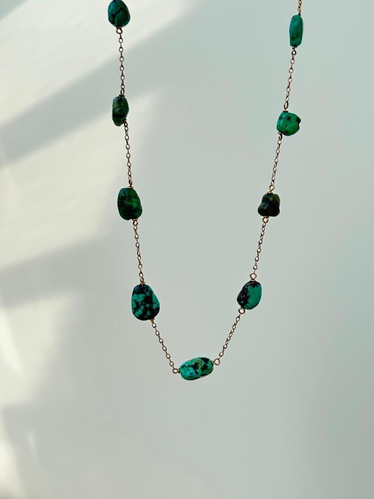 Vintage 9ct Gold Turquoise Necklace - 7