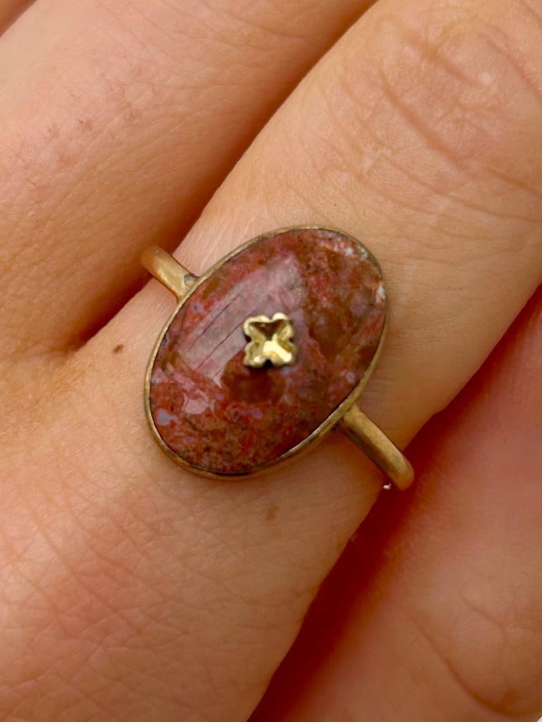 Antique Yellow Gold Agate Signet Ring - 2