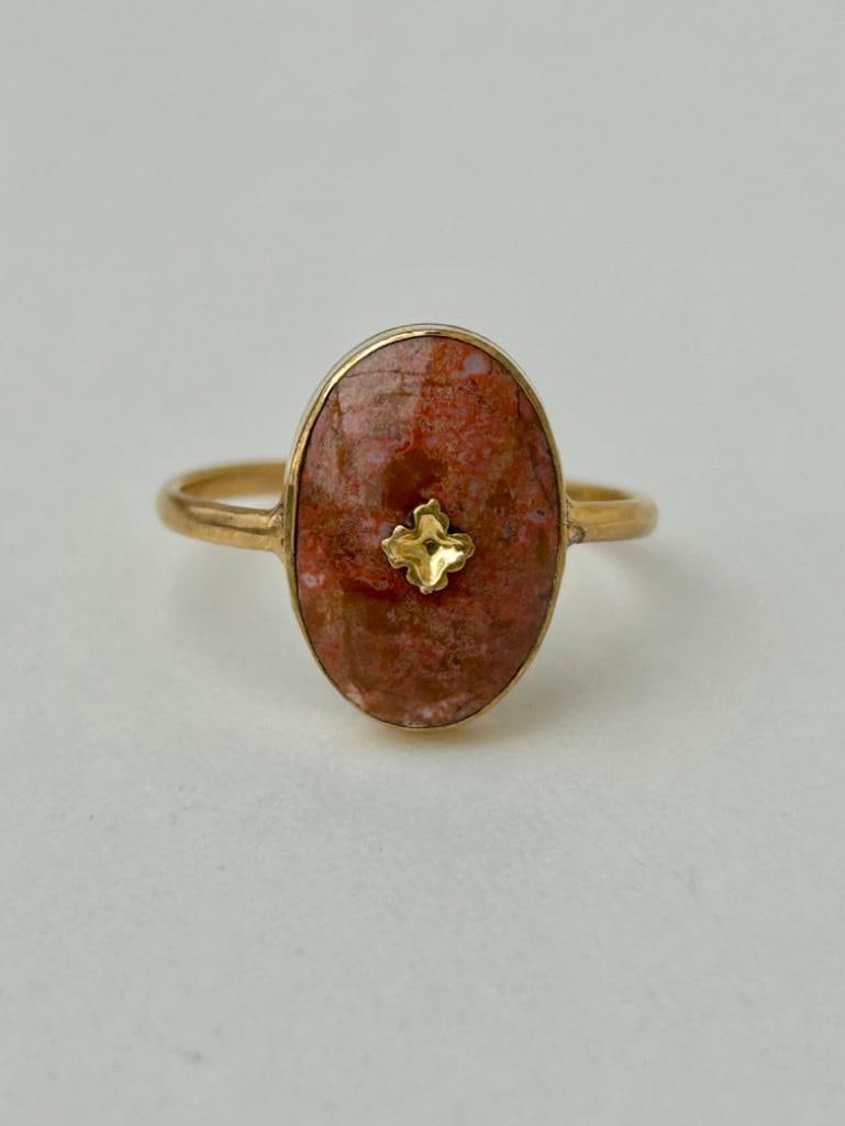 Antique Yellow Gold Agate Signet Ring - 3