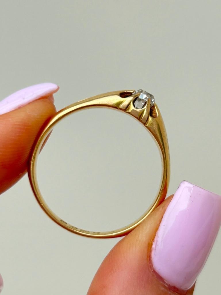 Chunky 18ct Yellow Gold 50pt Diamond Belcher Ring - 6