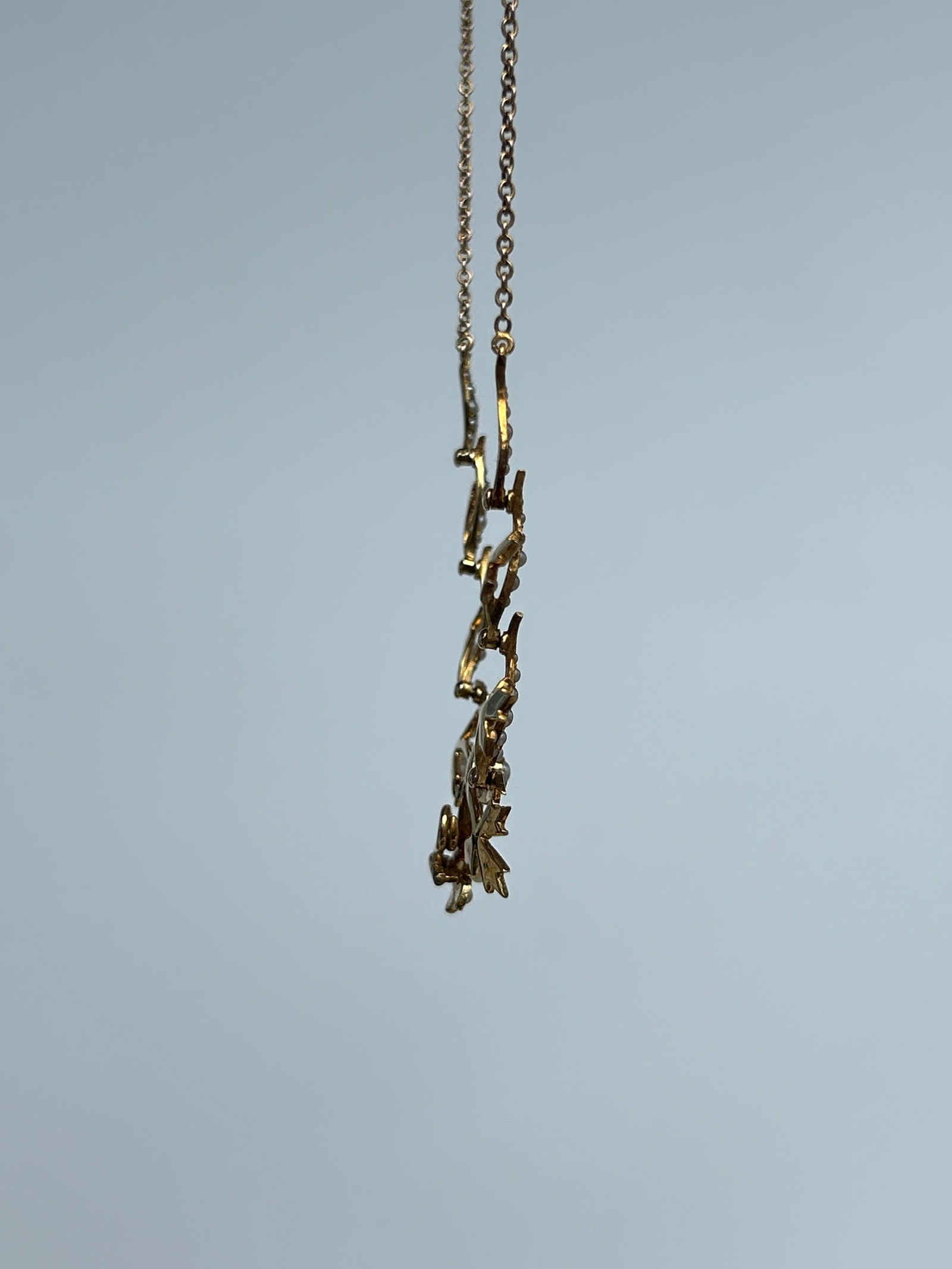 Antique Boxed 15ct Yellow Gold Pearl Flower Necklace - 2