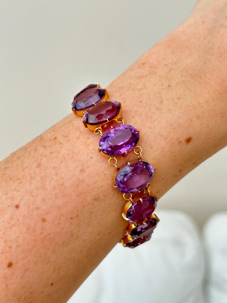 Antique Late Victorian Gold and Amethyst Rivière Bracelet - 3