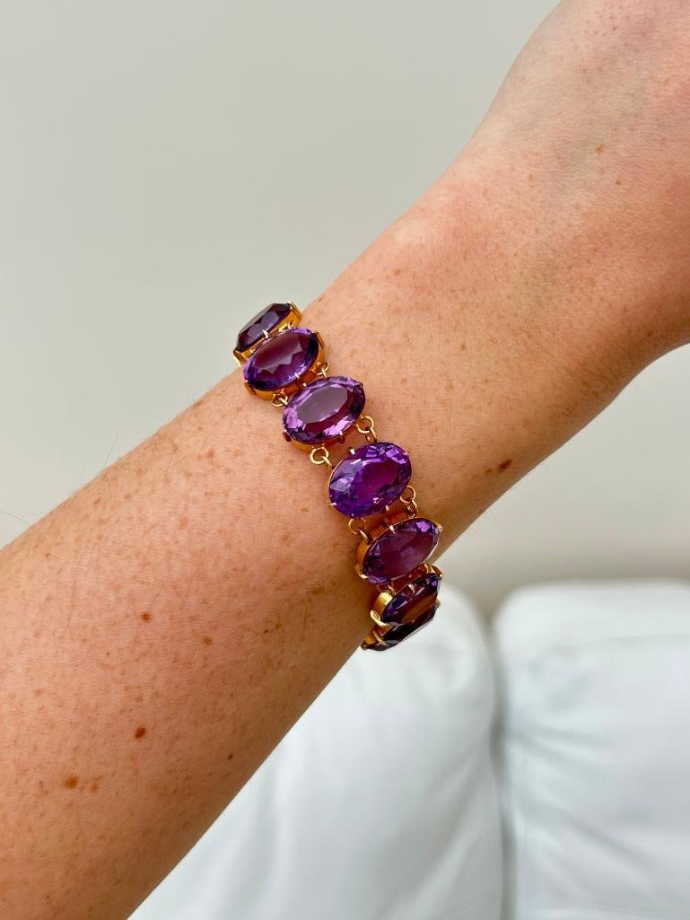 Antique Late Victorian Gold and Amethyst Rivière Bracelet - 4
