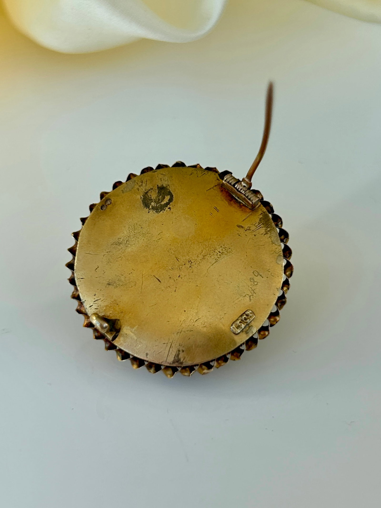 Antique 15ct Gold Turquoise and Diamond Brooch - 3