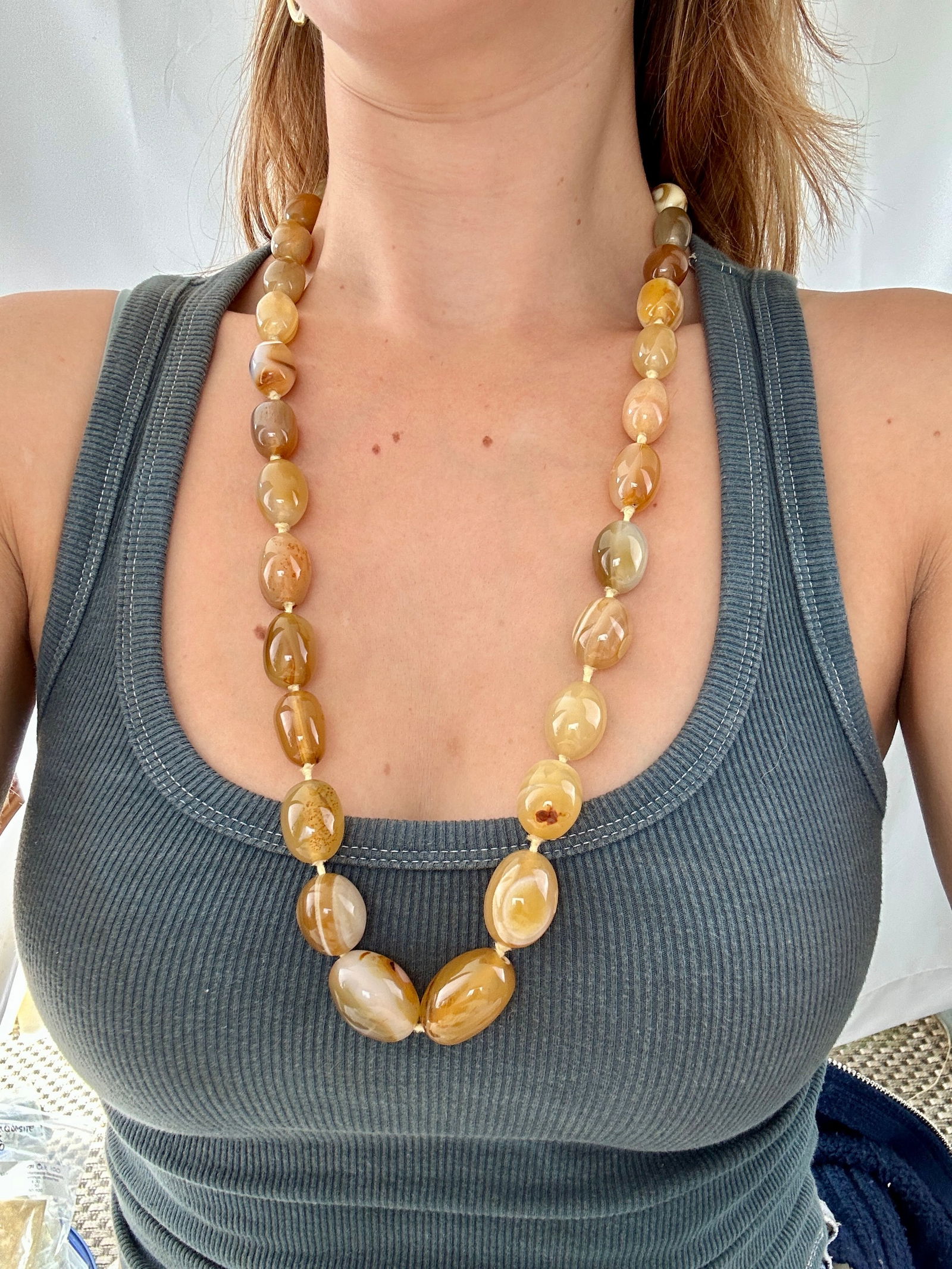 Chunky Long Agate Bead Necklace - 7