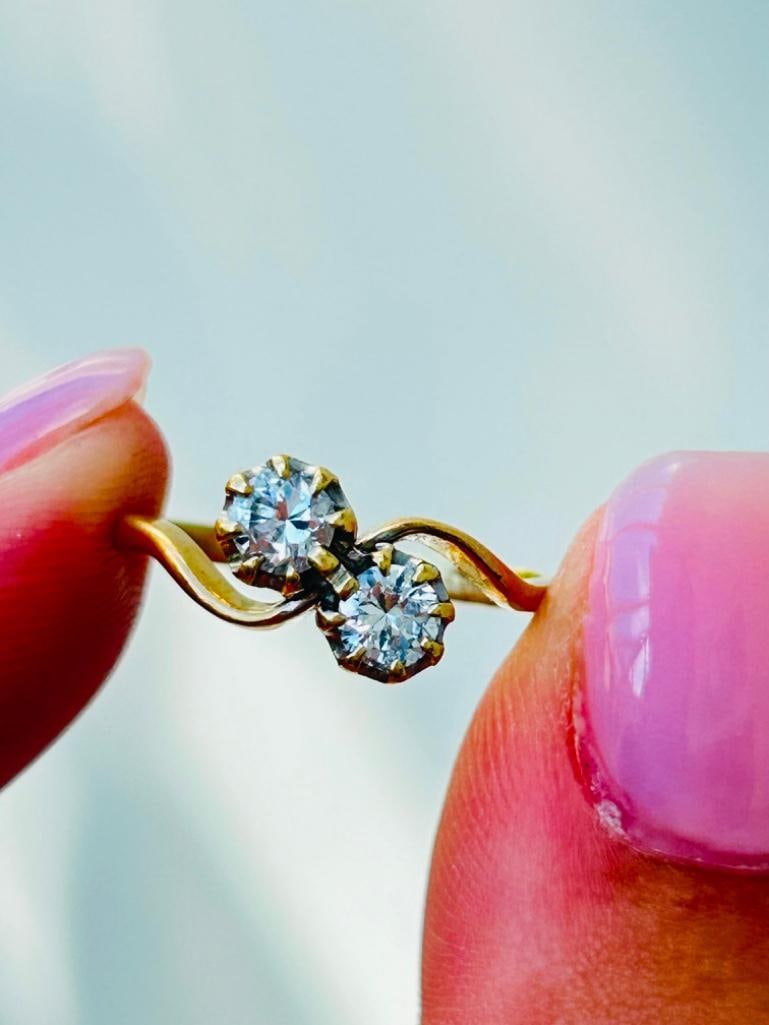 Sweet 18ct Yellow Gold Diamond Crossover Moi et Toi Ring - 3