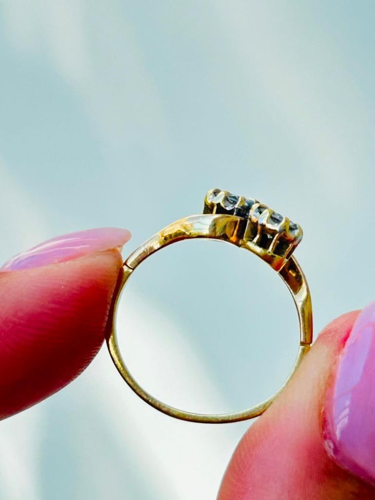 Sweet 18ct Yellow Gold Diamond Crossover Moi et Toi Ring - 6