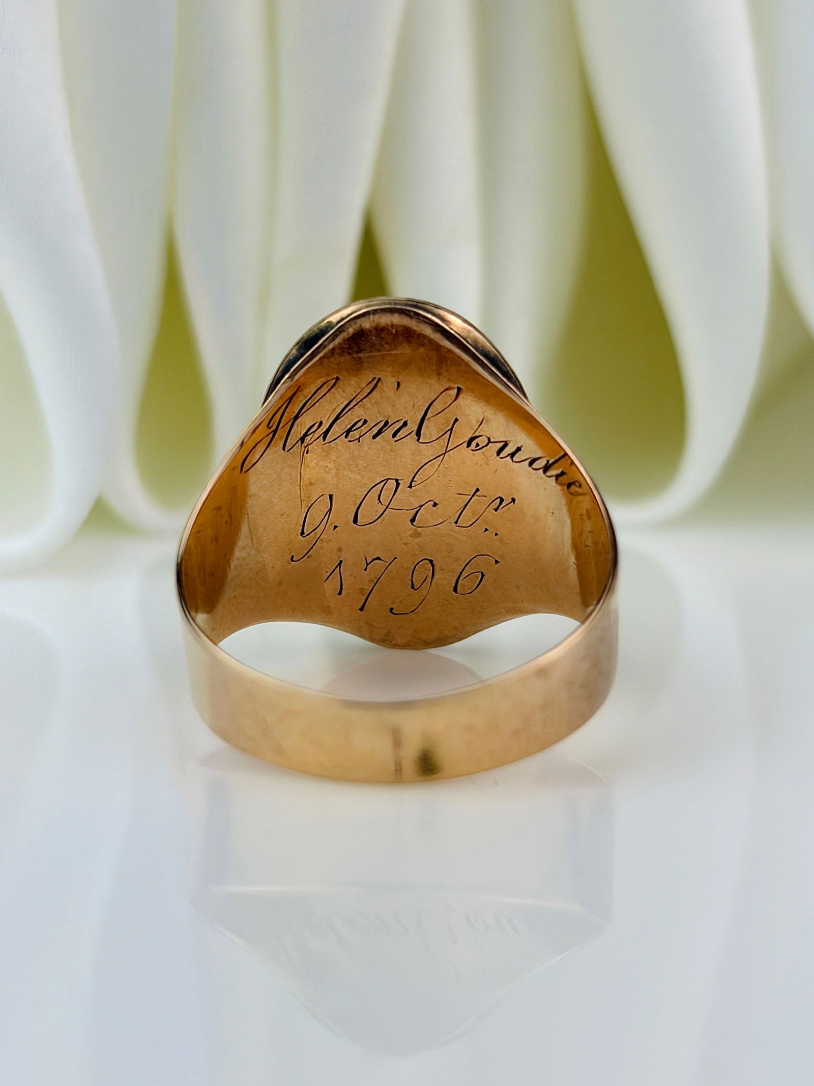 ANTIQUE GEORGIAN ERA C. 1786 BLUE ENAMEL AND PEARL LOCKET FRONT RING - 3