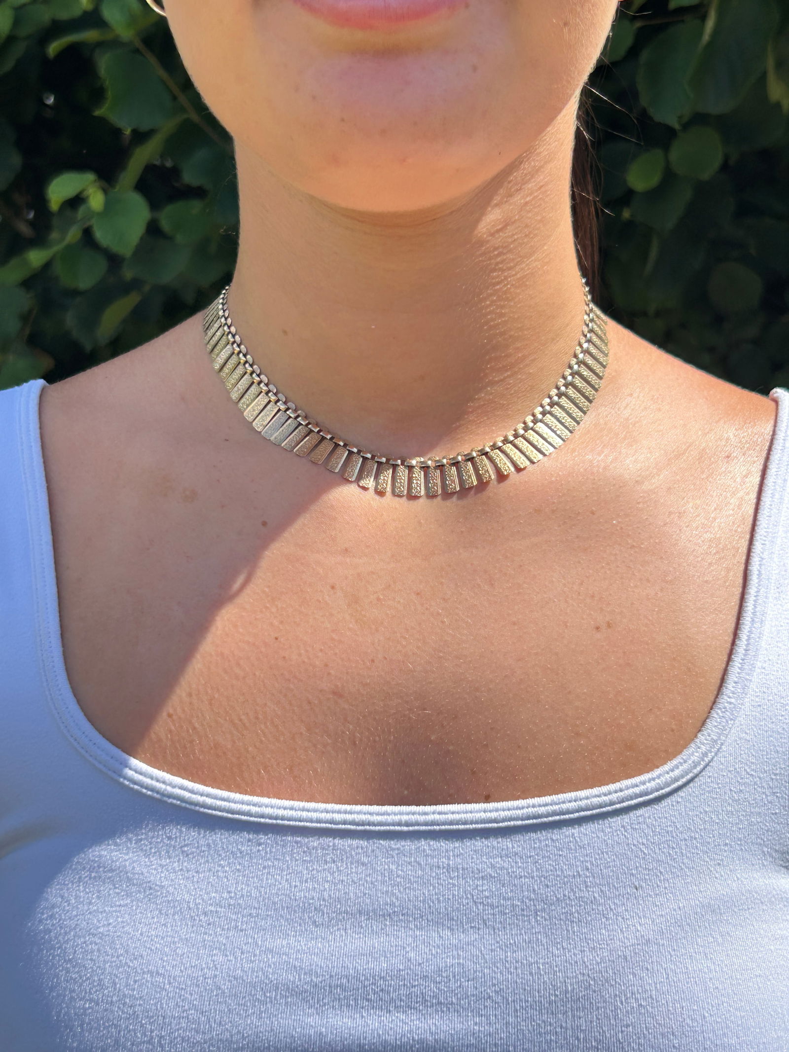 Fabulous textured 9ct gold collar /necklace - 7