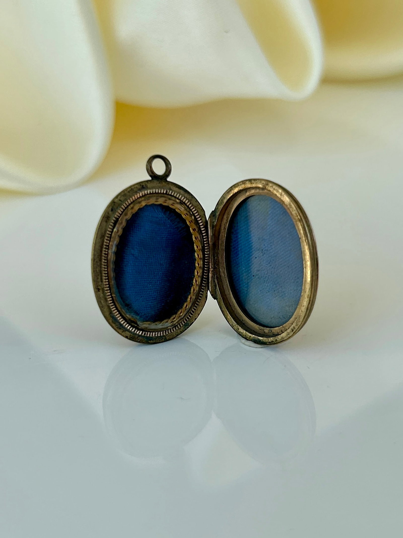 Antique Blue Enamel Cross Locket Pendant in Gold - 5