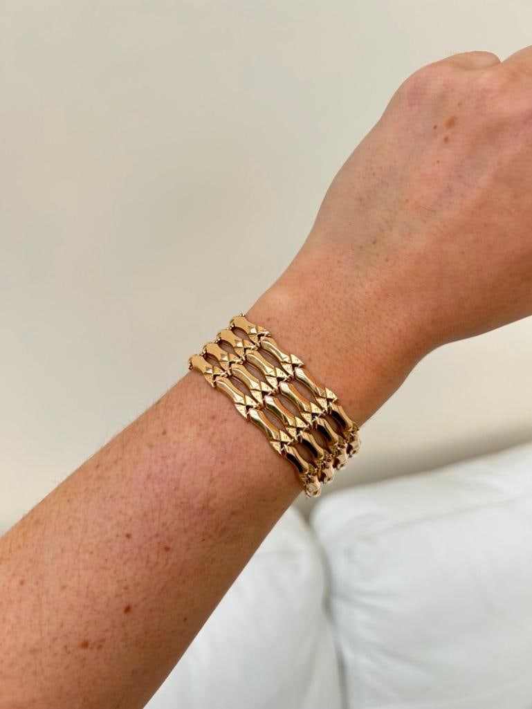 Chunky Wide Solid 18ct Yellow Gold Bracelet - 2