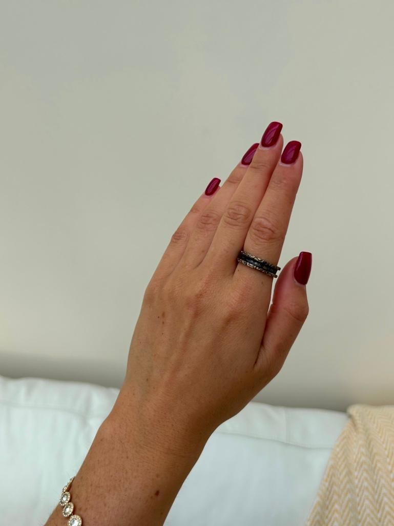 Antique Mourning Band Enamel Ring “Janet Simpson Died 27th Jan 1837” in Chunky Gold - 3