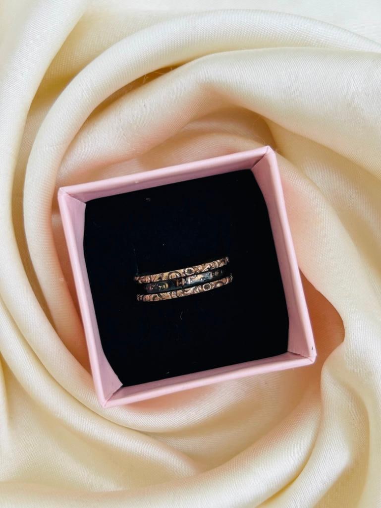 Antique Mourning Band Enamel Ring “Janet Simpson Died 27th Jan 1837” in Chunky Gold - 4