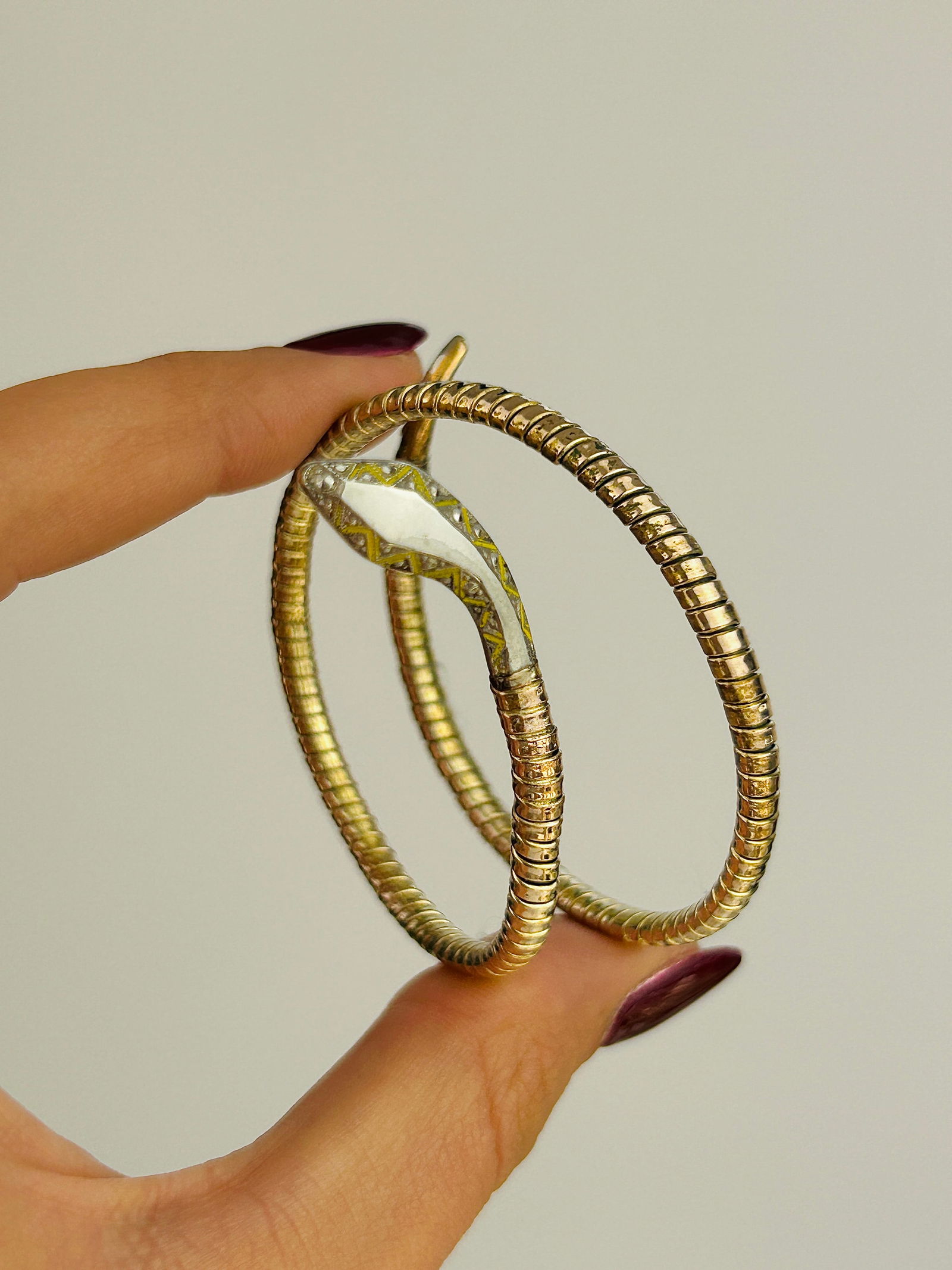 Gilt Metal Coiled Snake Bangle - 2