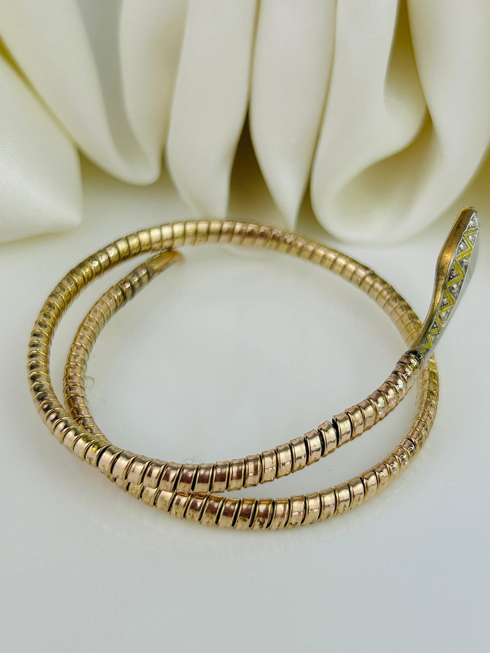 Gilt Metal Coiled Snake Bangle - 4