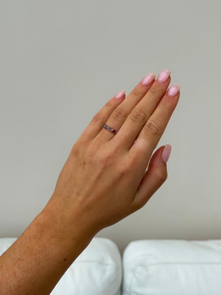 Antique Georgian Era Garnet Full Eternity Band Hoop Ring in Gold - 5