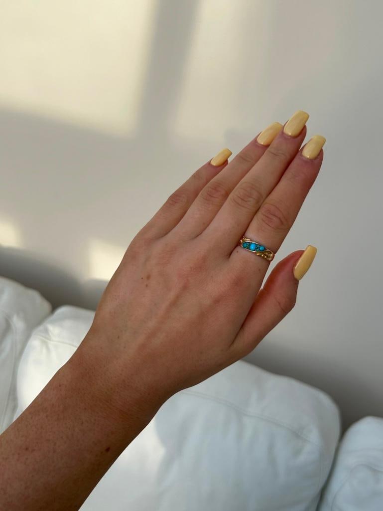 Antique 15ct Yellow Gold Turquoise Ring - 4