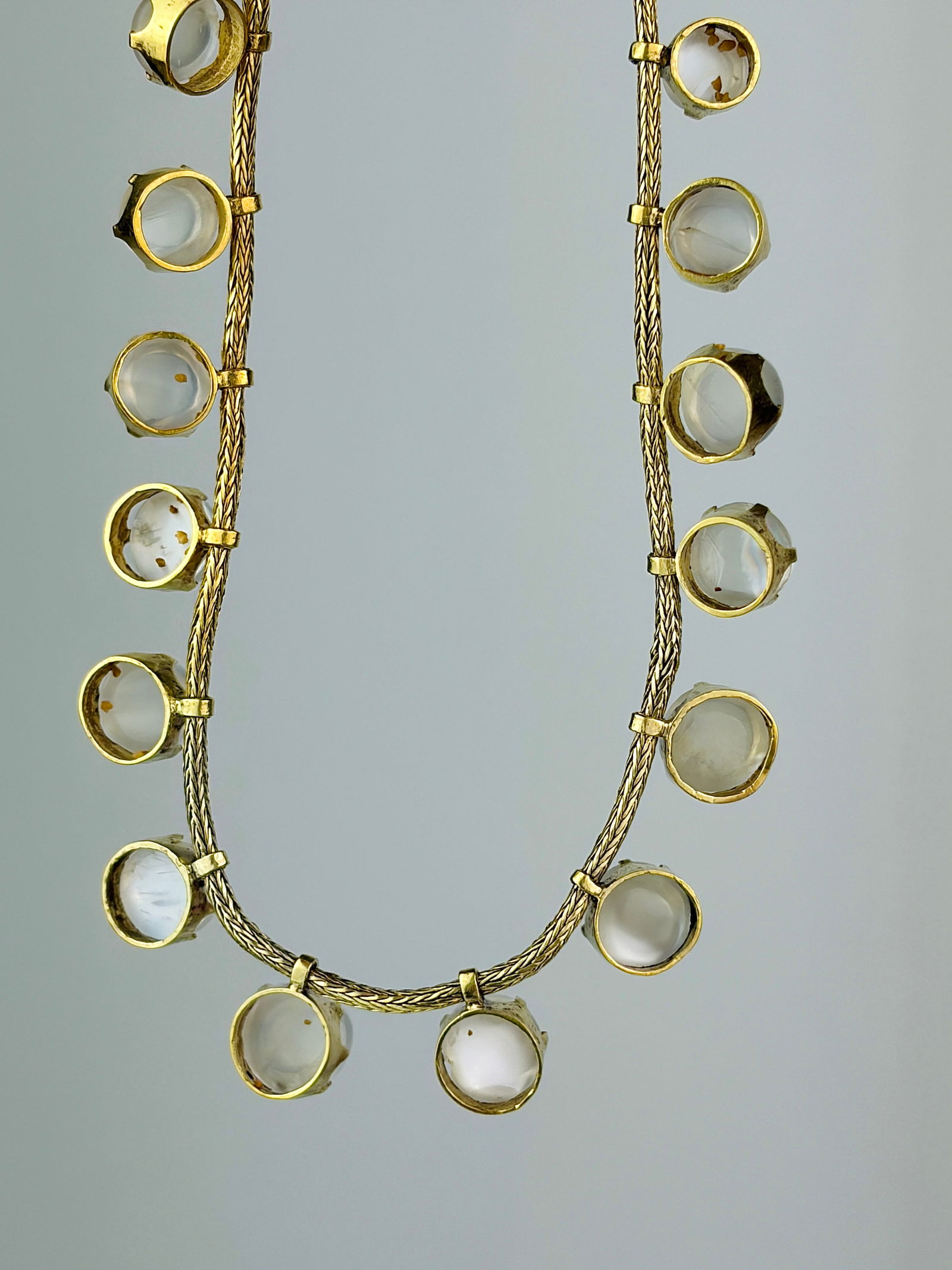 ANTIQUE CABOCHON MOONSTONE RIVIERE NECKLACE - 4