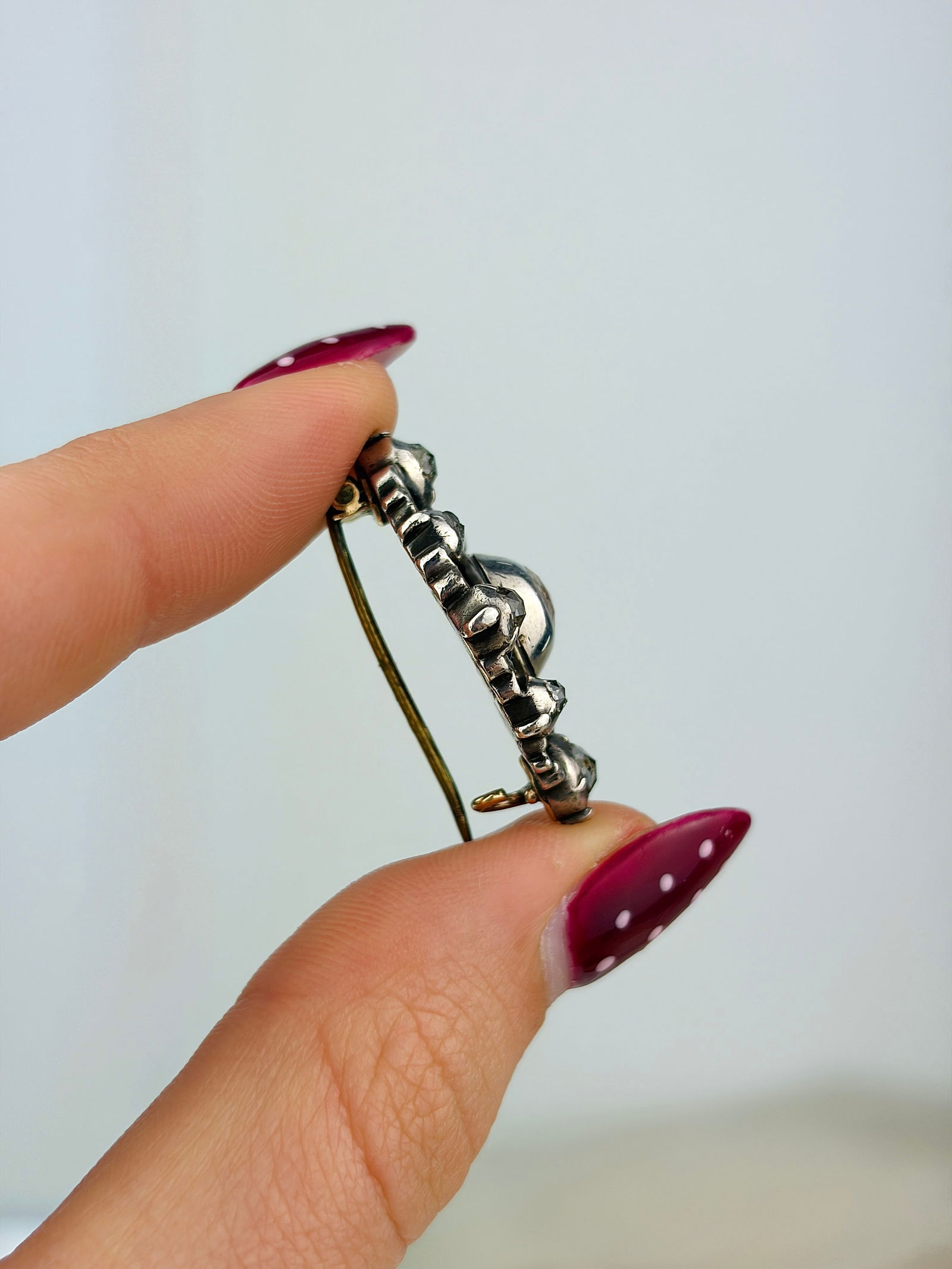 ANTIQUE ROSE CUT DIAMOND CHUNKY BROOCH - 2