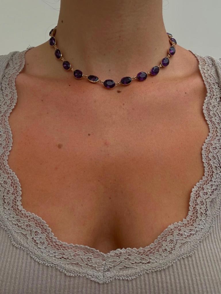 Antique Foiled Amethyst Rivière Necklace - 2