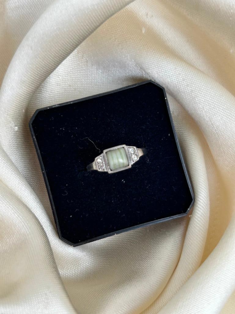 9ct Gold and Silver Art Deco Ring - 4