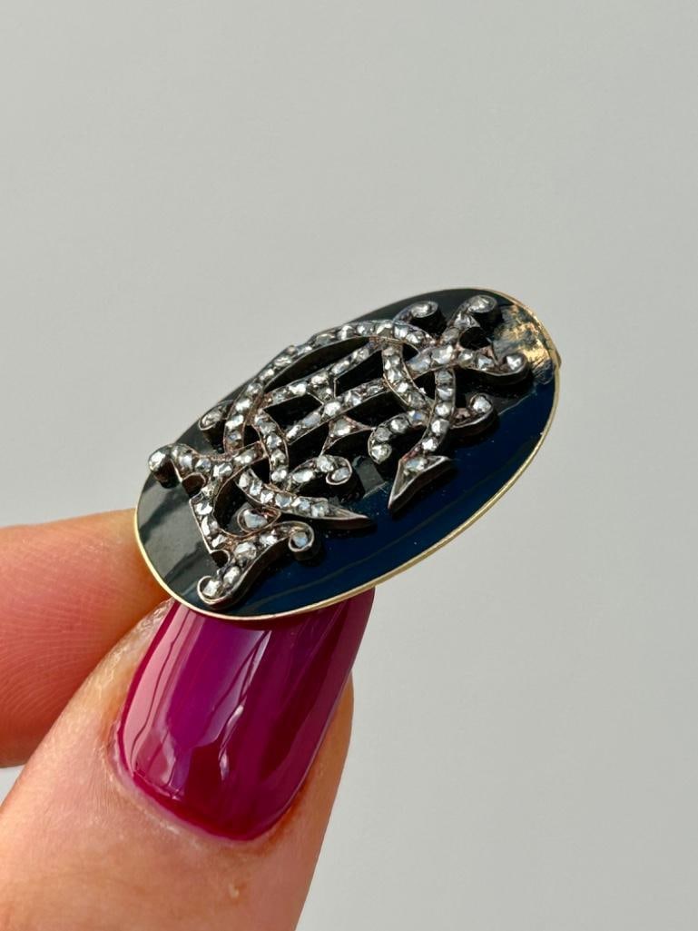 Incredible Antique Rose Cut Diamond and Enamel Plaque - 3