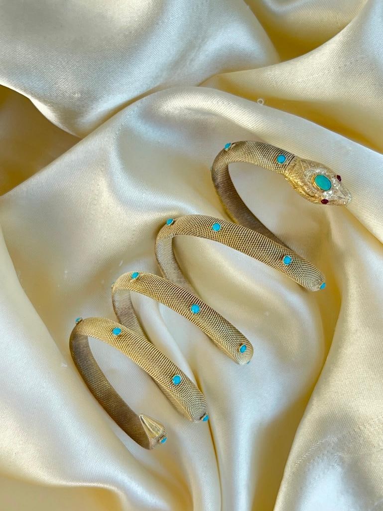 Outstanding antique coiled snake bangle bracelet - 2