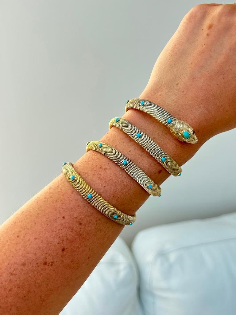 Outstanding antique coiled snake bangle bracelet - 4