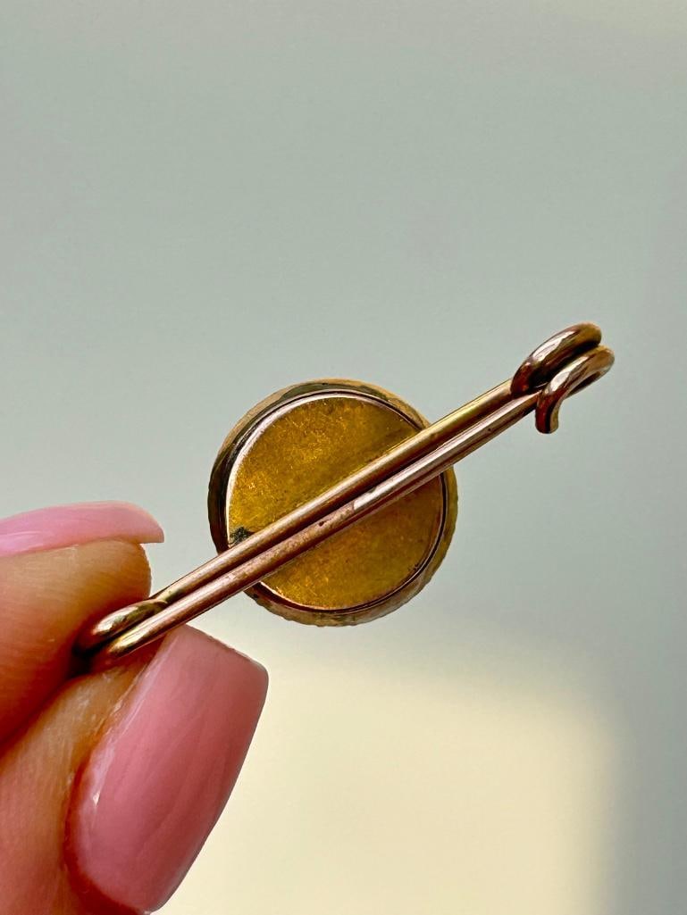 Antique Gold Pearl and Hair Mourning Brooch - 5