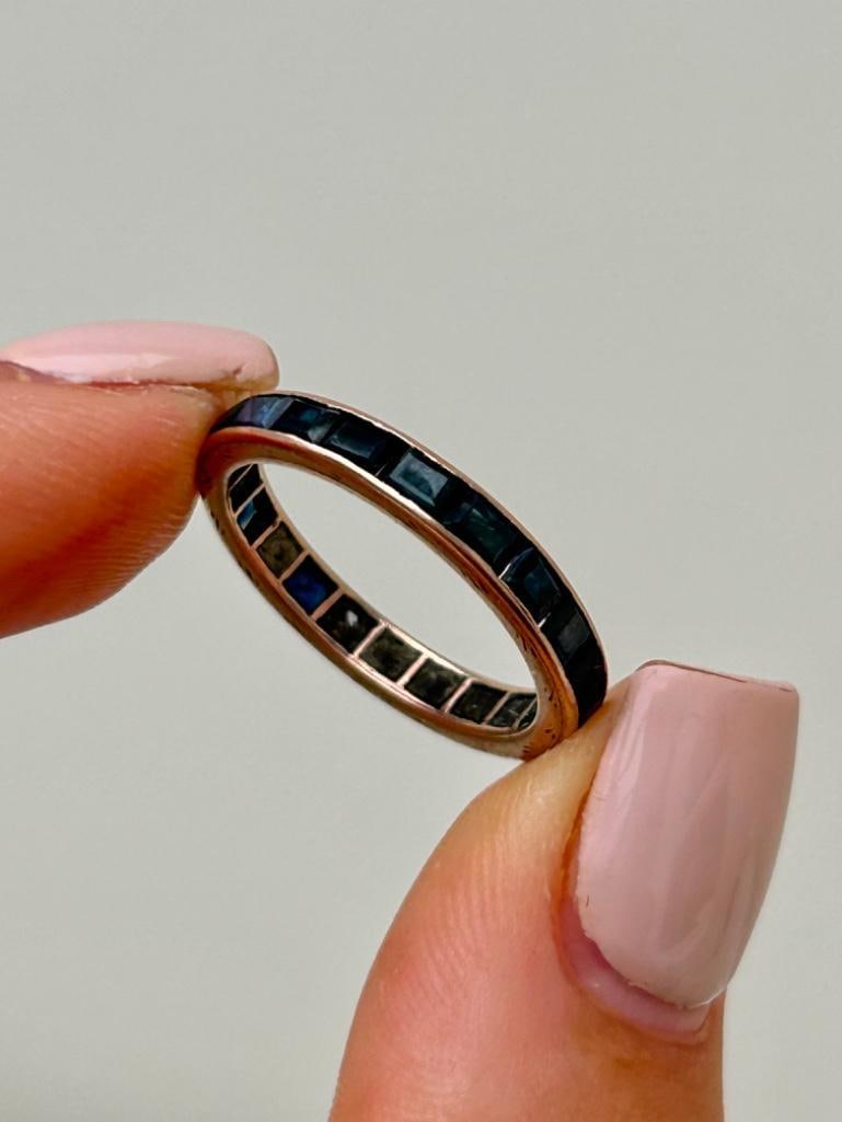 Antique Gold Sapphire Full Eternity Band Ring - 5