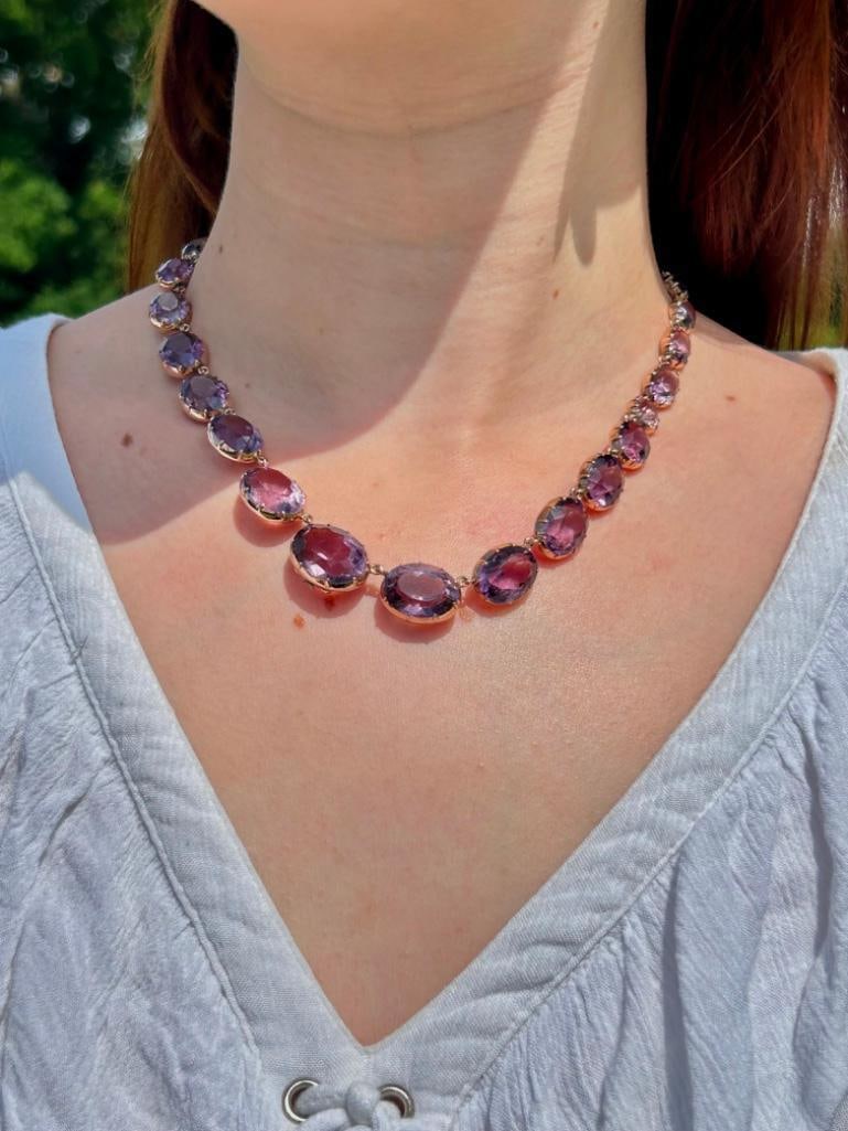 Huge Antique Gold and Amethyst Rivière Necklace - 7