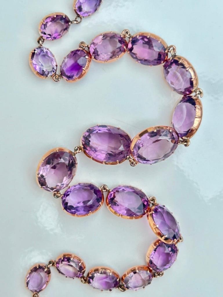 Huge Antique Gold and Amethyst Rivière Necklace - 9