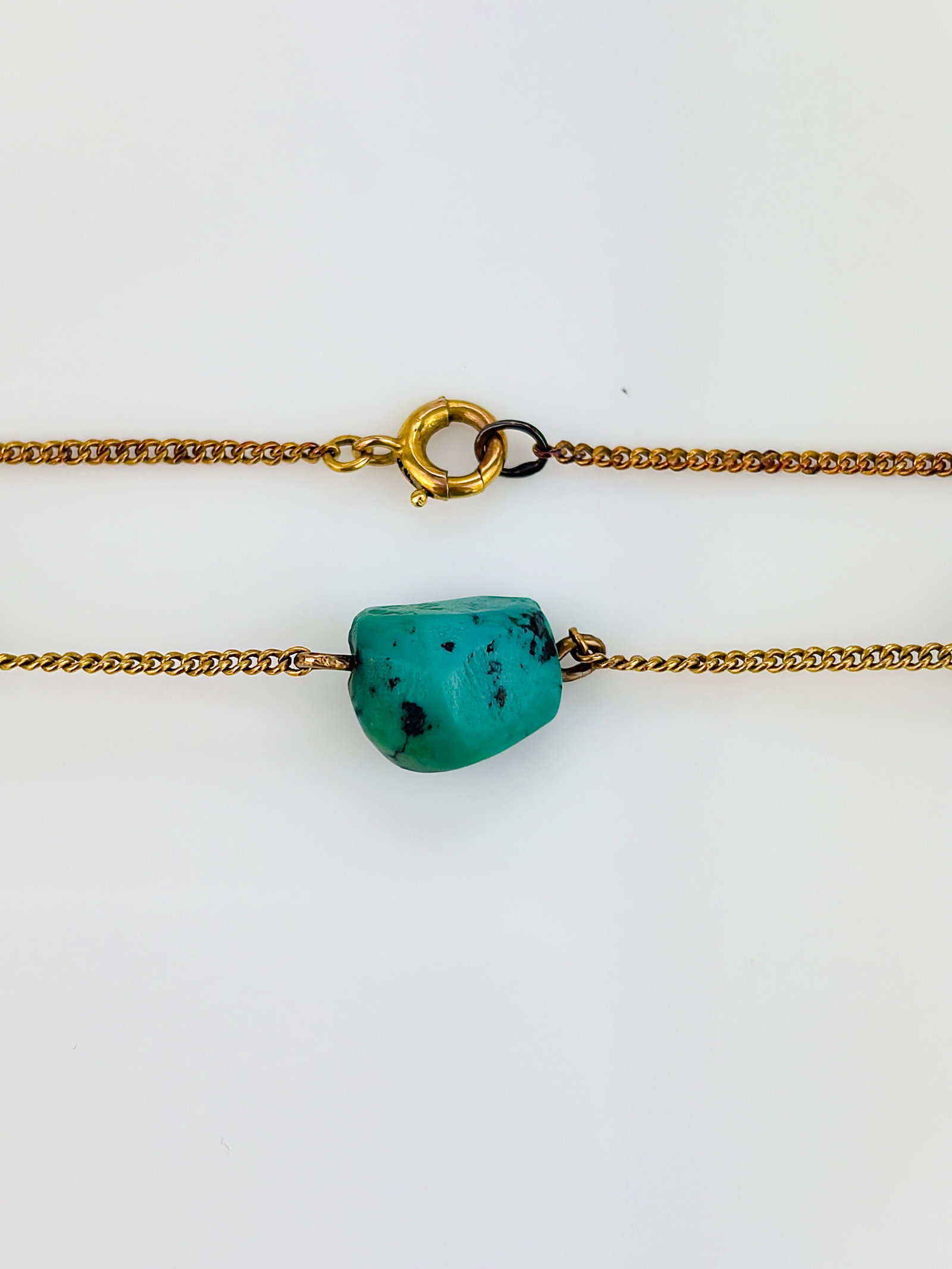 Vintage 9ct Yellow Gold Turquoise Matrix Necklace - 3