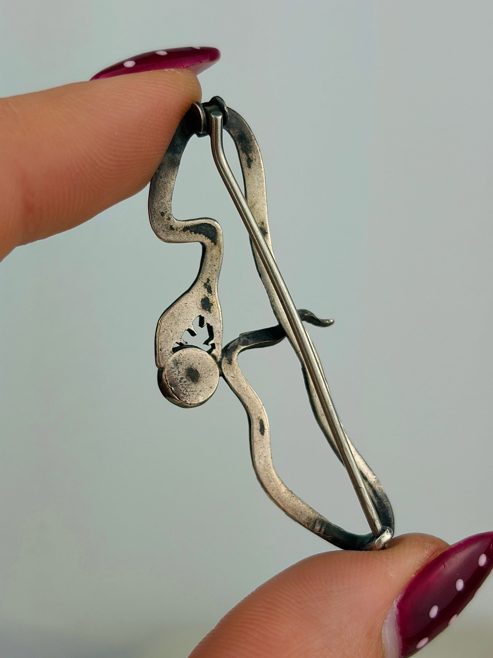 ANTIQUE ENAMEL LARGE SNAKE BUCKLE/ Brooch - 3