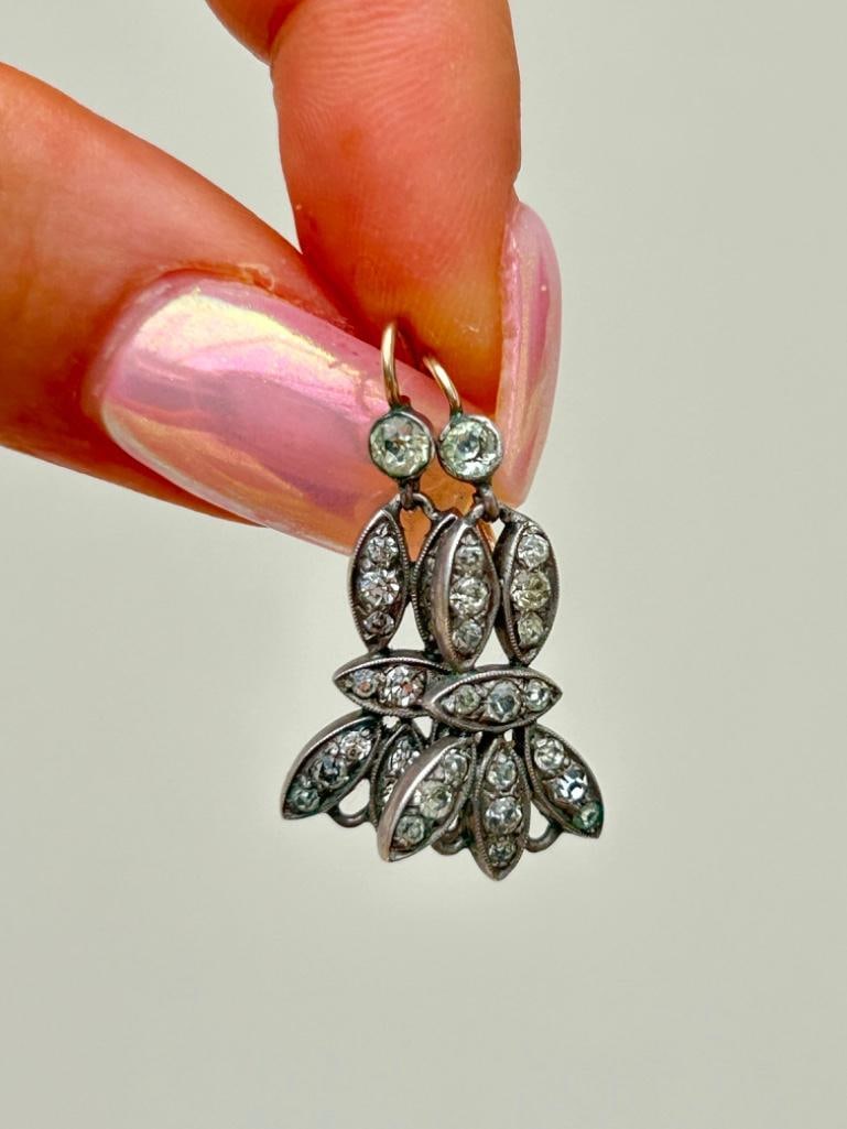 Antique Silver and Paste Drop Earrings - 2