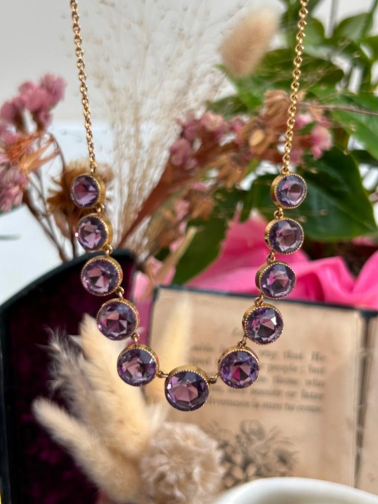 Gold and Amethyst Rivière Necklace - 11