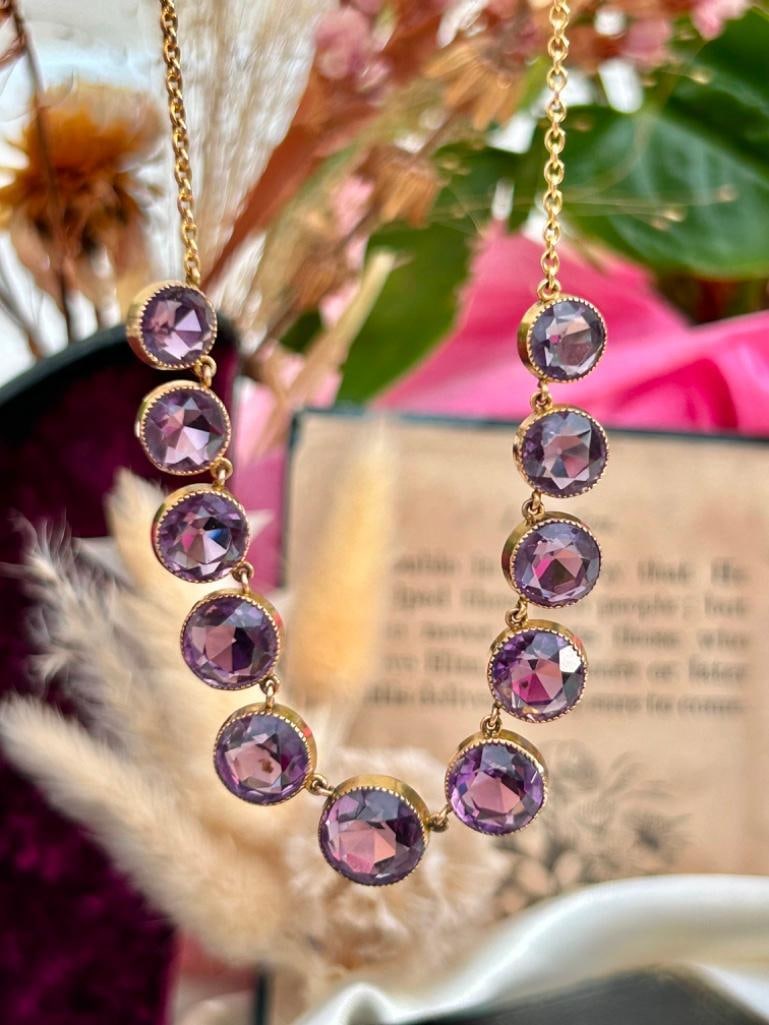 Gold and Amethyst Rivière Necklace - 14